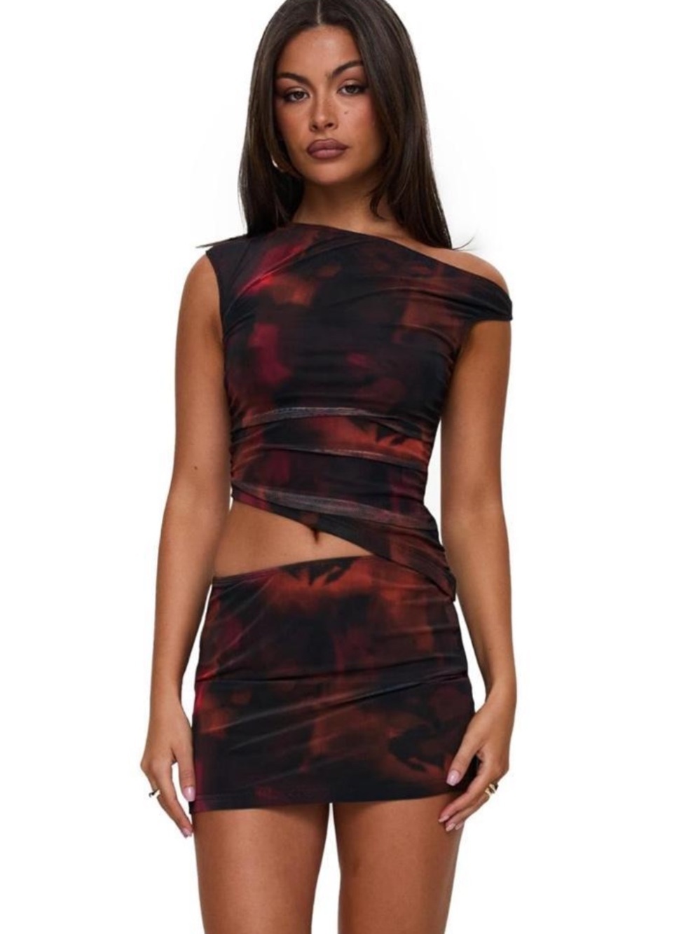 PRINCESS POLLY Black & Red Maribella Skirt Set